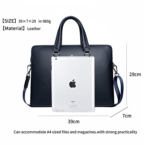FSD.WG]Business Bag Leather Briefcase Shoulder Laptop Business Bag for Men - color: Blue