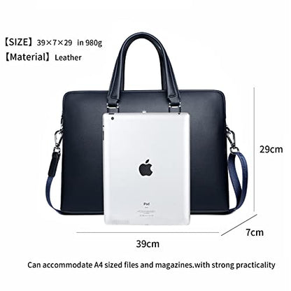 FSD.WG]Business Bag Leather Briefcase Shoulder Laptop Business Bag for Men - color: Blue
