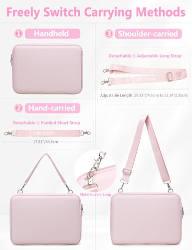 HYZUO 13.3-14 Inch Hard Shell Case Laptop Sleeve Bag, Pale Pink | for MacBook Pro 14 M5-M1 Pro/Max A3426 A3427 2026-2021, MacBook Air/Pro 13 M5-M1 A3449, MacBook Neo 13,Surface Laptop 13-13.8 - color: Pale Pink, size: 13.3-14 Inch