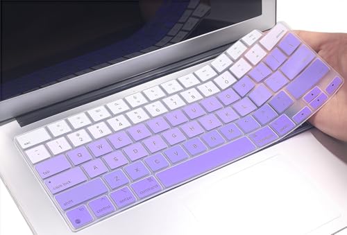 Keyboard Skin Compatible for 2026-2022 MacBook Air 13.6 & 15 inch M5 M4 M3 M2 A3449 A3448 A3240 A3114, 2026-2021 MacBook Pro 14 & 16 M5 M4 M3 M2 M1 A3426 A3427 A3428 A3429 A3434 A3112 (Ombre Purple) - color: Ombre Purple