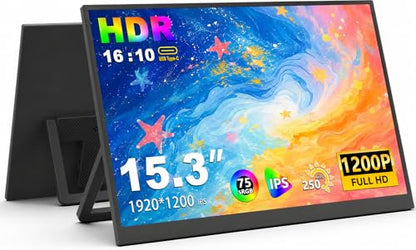 15.3 Inch Portable Monitor FHD 1200P 60Hz IPS,USB-C External Second Screen, Compatible with Laptop, PC, Mac & Phone, Travel Display for Office Work - size: 15.3inch