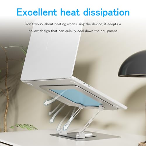 Adjustable Laptop Stand for Desk,Portable Laptop Holder with 360° Rotating Base,Ergonimic Foldable Laptop Riser, Compatible with MacBook Air/Pro,HP,Dell,Lenovo and All Laptops(10-17 inch),Black - color: Black