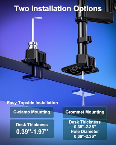 MOUNT PRO Dual Monitor Arm for Max 49" Ultrawide Screens up to 44 lbs, Heavy Duty Extra Tall Monitor Desk Mount, Vertical Stacked Adjustable Dual Monitor Mount, VESA Mount 75x75mm/100x100mm - size: Max 49" Gas Spring