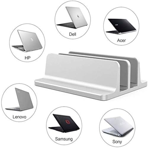 Universal Laptop Vertical Stand, Dual Desktop Adjustable Notebook Stand (up to 17.3 inches) for Samsung/HP/Dell/Chrome Book laptops (Silver) - color: Silver1