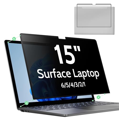 Nano 15 Inch Privacy Screen for Microsoft Surface Laptop 6/5/4/3/2/1, Removable Film Anti-Spy Filter Black Security Protector, Anti Glare Blue Light Shield Matte Screen Guard - size: 15 Inch Nano Privacy Screen