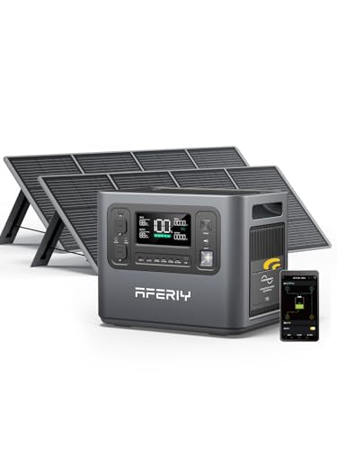 AFERIY Solar Generator P210 with 2pcs 200W Solar Panel | 2400W Portable Power Station 2048Wh | AC Output with 120V,2400W,Solar Generator for Home Use,Outdoor Camping,Power Outage, Camping,Emergencies | ETFE Portable Solar Panels,3500+Cycle LiFePO4 Battery