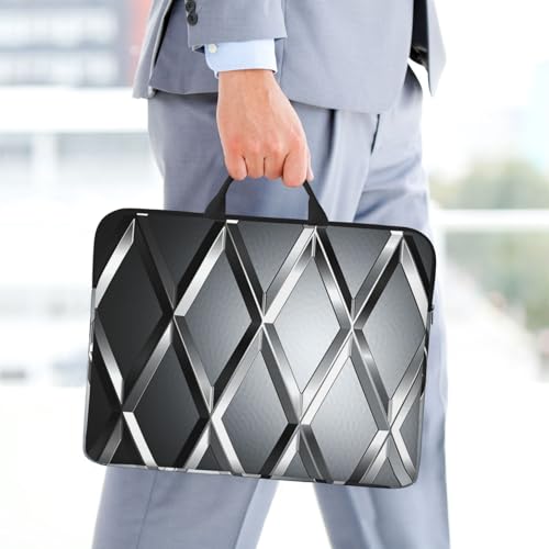 14 Inch Laptop Sleeve Case Waterproof Lightweight Laptop Case Bag Silver Geometric Figure Travel Laptop Bags With Handle Briefcase Messenger Bag For Women Men