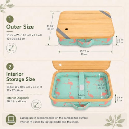 Mayjoy Bamboo Laptop Lap Desk with Storage, Removable Cover, Aqua | Use laptops up to 15.6” on the bamboo top; store tablets, notebooks, mouse, cables, and pens inside. - color: Aqua