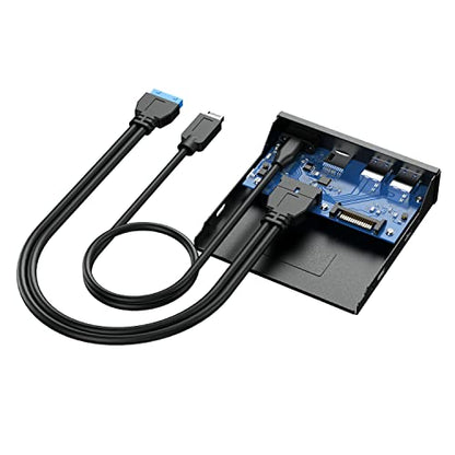 GRAUGEAR 3.5 Inch Front Panel USB C Hub, SD/microSD Internal Card Reader, 20Gbps USB 3.2 Gen 2x2, USB3.2 Type-E Key-A 20-Pin Header & USB3.0 Header & 15-Pin SATA Power Connection Required [G-MP01CR] - style: 6 Port