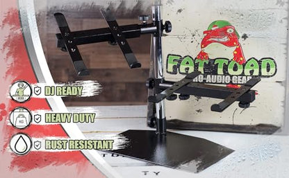 Fat Toad Double DJ Laptop Stand (Table-Top PRO Edition) – 2 Tier Portable PC Computer Equipment Rack with Support Mounts for Music Studio Mixers, Controllers, Monitors & Disc Jockey Booth Gear