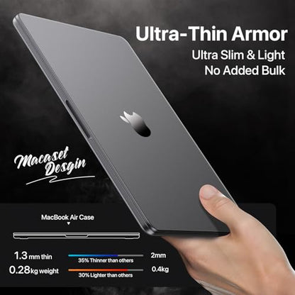 Macaset for MacBook Air 15 inch Case M5 M4 M3 M2 2026-2023 Mac Laptop Cover | Space Gray Color Match, Matte Clear, Anti Fingerprint & Scratch, Close Seamlessly, Protective Hard Shell, Ultra Thin Fit - color: Space Gray Clear
