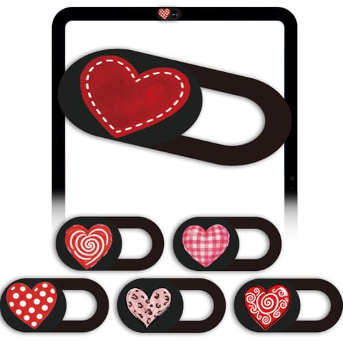 6Pcs 6 Styles Laptop Camera Cover Heart 0.04 Inch Ultra Thin Webcam Cover Slide for Mini PC Phone Laptop Desktop Tablet Heart Plastic Durable Privacy Protectors for Home Office Work Use - color: Heart