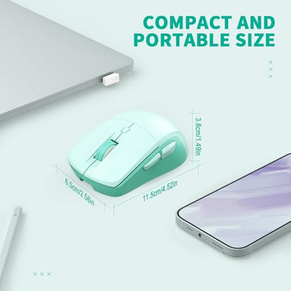 LeadsaiL Bluetooth Wireless Mouse, Rechargeable Dual Mode Computer Mouse with Side Buttons, Ergonomic Design, Silent Click, Adjustable DPI 800-4000, Compatible with MacBook, Windows Computers/Laptop
