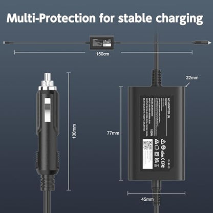 100W USB C Laptop Car Charger Compatible with Dell Latitude/XPS/Precision,MacBook Pro/Air,Car Laptop Power Adapter
