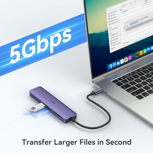 USB C Hub HDMI Adapter for MacBook Pro/Air, MOKiN 7 in 1 USB C Dongle with HDMI - color: Purple