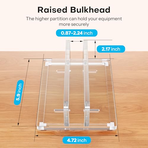 OMOTON Vertical Laptop Stand, Acrylic Single Holder for MacBook Gaming | Adjustable Width 0.87-2.24", Clear Acrylic Single Slot Stand for Desk, Compatible with MacBook Pro/Air HP Gaming up to 17" - size: Single-Clear