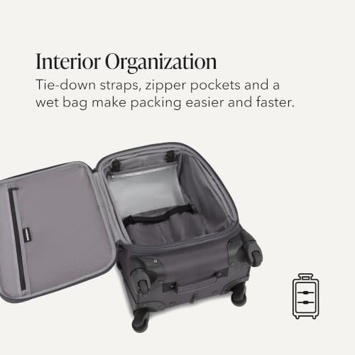SWISSGEAR Sion 2-Piece Travel Set, Softside Expandable Carry-On Spinner Bundled with 1900 ScanSmart 17" Laptop Backpack with RFID Blocking & Tech Organization, Dark Grey - color: Dark Grey, size: 2-Piece Set (Carry-On/Backpack)