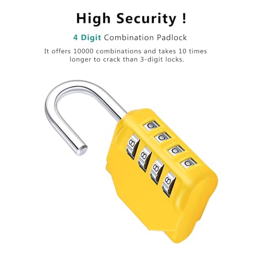 ZHEGE Combination Lock, 4 Digit Combination Padlock Outdoor (Yellow) | School Lock, Gym Lock - color: 1P, Yellow, size: 1P