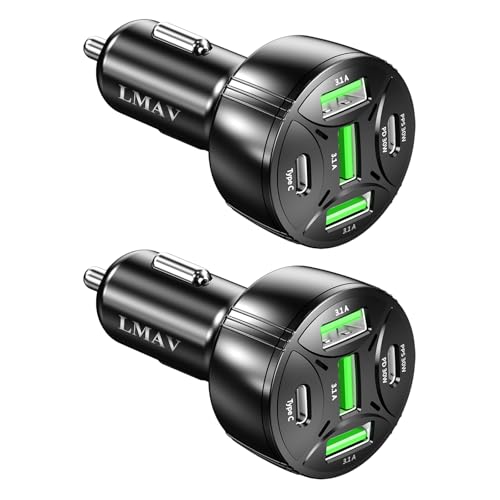 USB C Car Charger Adapter, 5 Ports 75W PD 3.0 Car Phone Charger Fast Charging Compatible with iPhone 16/15/14/13 Pro Max Series, iPad Pro, Galaxy S24/S23/S22/Note 20, Android, Pixel. - color: black/2pack