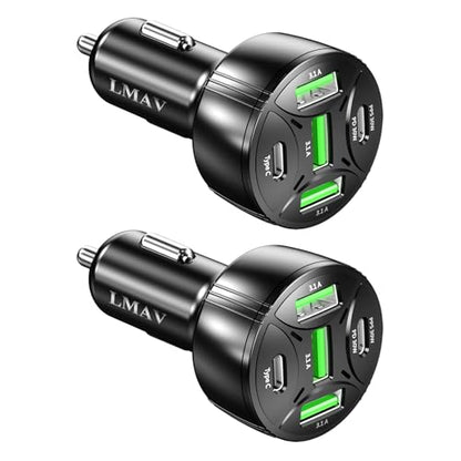 USB C Car Charger Adapter, 5 Ports 75W PD 3.0 Car Phone Charger Fast Charging Compatible with iPhone 16/15/14/13 Pro Max Series, iPad Pro, Galaxy S24/S23/S22/Note 20, Android, Pixel. - color: black/2pack