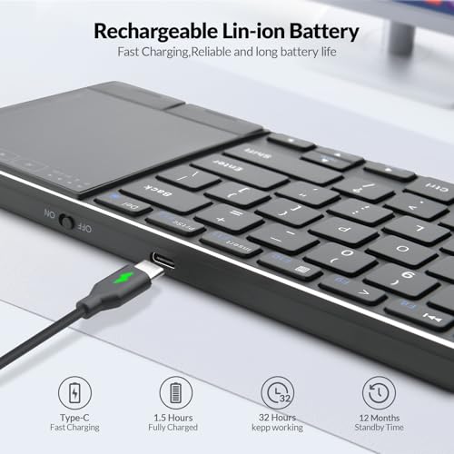 Rii 2.4G Wireless Keyboard,Bluetooth Keyboard(BT 5.1+2.4G),Aluminium Alloy Portable with Touchpad for Computer,PC,Tablet,iPad,Android TV Box,Smart TV,Windows,Mac (Black) | BT 5.1+2.4G,Aluminium Alloy,Easy meadia control,built-in touchpad for HTPC,PC,Table