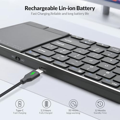 Rii 2.4G Wireless Keyboard,Bluetooth Keyboard(BT 5.1+2.4G),Aluminium Alloy Portable with Touchpad for Computer,PC,Tablet,iPad,Android TV Box,Smart TV,Windows,Mac (Black) | BT 5.1+2.4G,Aluminium Alloy,Easy meadia control,built-in touchpad for HTPC,PC,Table