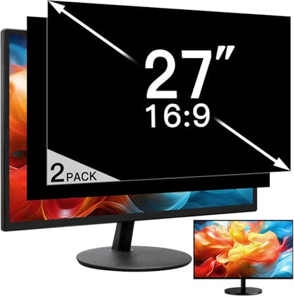 2 Pack 27 Inch Privacy Screen for Computer Monitor 16:9 Aspect Ratio, Eye Protection Anti Glare Computer Screen Cover, Removable Anti-Scratch Computer Screen Privacy Shield for 27'' Widescreen Monitor - size: 27 Inch (16:9)