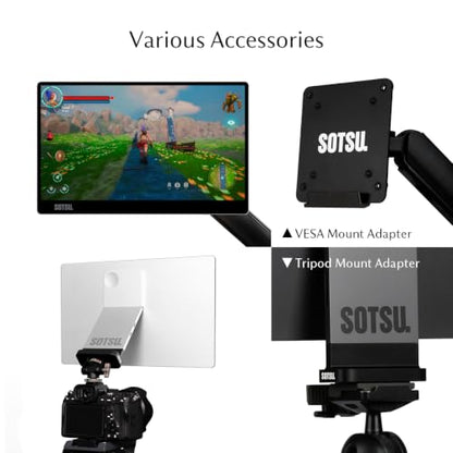 SOTSU FlipAction Go 14" Premium Portable Monitor | Tempered Glass Cover | FHD 1080p | 400 Nits | 100% sRGB | Pivoting Screen | USB-C & Mini HDMI | 5W Speakers | Lightweight | Robust yet Lightweight - color: Metallic Gray