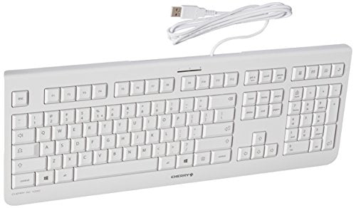 Cherry KC 1000, Wired Keyboard with Number Pad for PC/Laptop, Plug & Play (USB-A Connection), Slim Design, Whisper Quiet Typing, 4 Hot Keys, QWERTY, Pale Gray - color: Pale Gray