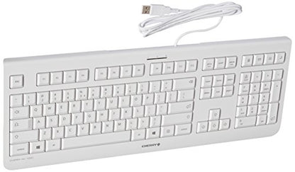 Cherry KC 1000, Wired Keyboard with Number Pad for PC/Laptop, Plug & Play (USB-A Connection), Slim Design, Whisper Quiet Typing, 4 Hot Keys, QWERTY, Pale Gray - color: Pale Gray