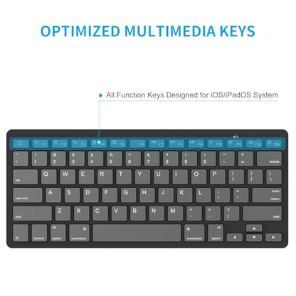 OMOTON Ultra-Slim Bluetooth Keyboard for iPad 11th/10th/9th/8th/7th, iPad Pro/Air/Mini and iPhone Series, Wireless iOS Keyboard with 12 Multimedia Keys for Office, School, Graphite Black & Gray - color: Graphite Black & Gray