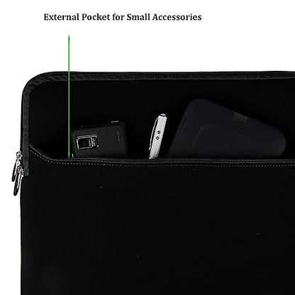Sleek Stylish 15 inch Laptop Sleeve Bag with Front Accessory Pocket, Water Resistant Sleeve Bag Portable Cover for MacBook, HP, Lenovo, Dell, ASUS Laptops