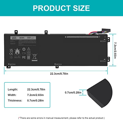 Fancy Buying RRCGW H5H20 Laptop Battery for Dell XPS 15 9550 15-9550 9560 9570 Precision 15 5510 5520 5530 5540 Series P56F P56F001 5D91C 05D91C 62MJV 062MJV M7R96 0RRCGW 5041C 05041C 11.4V-56Wh - size: 8.78*2.83*0.28inch