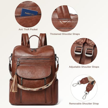 Laptop Backpack for Women 15.6 inch,Travel Leather Backpack Purse Nurse Teacher Carry on Backpack Computer Bag,Professional Water-Resistant College Business Work Casual Daypack,Chocolate Brown - color: Brown01