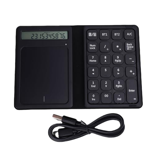 GOWENIC Bluetooth Number Pad, Foldable Wireless Numeric Keypad with Built in Calculator funcyion, 23 Key Numeric Layout, for iOS, for Android, for Wins