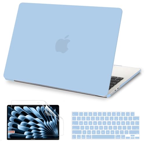 AKIT Compatible with MacBook Air 13 inch Case M5 2026 2025-2022 M4/M3/M2 A3449 A3240 A3449 A3113 A2681, Slim Hard Shell Laptop Case+Screen Protector+Keyboard Cover for MacBook Air 13.6 inch, Air Blue - color: Air Blue