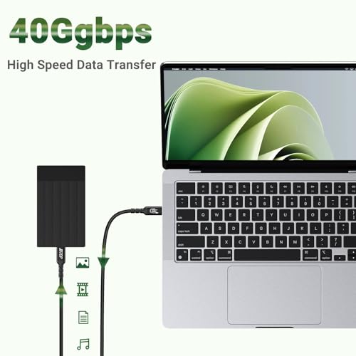 Short USB C TOC Cable(1FT, 2packs) 240W 40Gbps USB C Data Cable | 8K USB C video cable,5A fast charging Cord Compatible with Thunderbolt 4/3 Cable iPhone17 16/15,MacBook, XPS, Surface - size: 1ft,1ft, style: 240W/40Gbps/8K