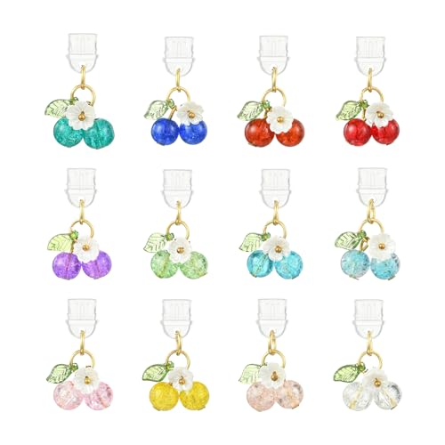 12Pcs Dust Plug Charm Type C USB C Dust Plug Charms with Cherry Pendants Anti Dustproof Plugs for Most Phone,E-Readers,Reading Lover Decorations Gifts（Mixed Colors） - color: Mixed Colors Cherry