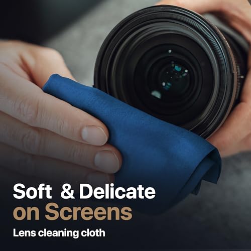 3 Pack Premium Microfiber Cleaning Cloth - Large Reusable Cloth for Glasses, Screens, MacBook Laptops, TVs, and Electronics - Scratch-Free, Lint-Free Cleaner, 3 Pack - Navy Blue - color: Navy Blue, size: Universal MacBooks - 3 Pack