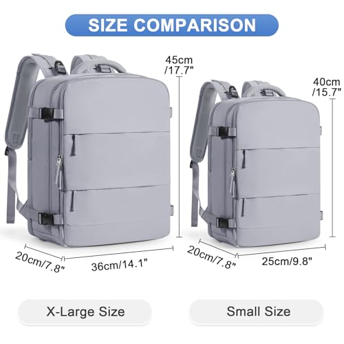 Grey Travel Backpack - Carry On Flight Approved Mochila De Viaje Personal Item - Large Backpack for Men & Women - 18x14x8 Inches - color: A-grey, size: X-Large
