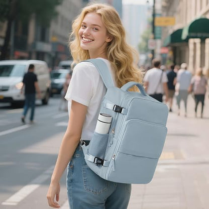 Sinaliy Travel Backpack for Women, Flight Approved Carry On Backpack, College Bag, Casual Daypack, Hiking Waterproof Business Bag | Waterproof 16 Inch Laptop Backpack for Work, College, Weekend, Business, Travel Bag with Wet Pocket, Light Blue - color: Li