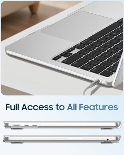 Fintie Case for MacBook Air 13 inch A3449/A3240/A3113/A2681 2022-2026 | M2/M3/M4/M5, Snap On Hard Shell, Full Port Access, Easy On/Off, Lightweight, Five-Pointed Star - color: Crystal Dark Cyan