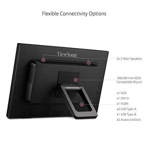 ViewSonic TD2223 22 Inch 1080p Touch Screen Monitor, 10-Point Multi IR Touch for Retail POS and Kiosks, Durable 7H Scratch-Resistant Glass, Eye Care Technology, HDMI, VGA, DVI, and USB Hub Inputs - style: 22-Inch