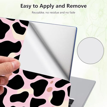 Laptop Skin Sticker Decal, Universal Reusable Vinyl Laptop Cover for 12" 13" 13.3" 14" 15" 15.4" 15.6" Notebook PC, Reusable Waterproof Scratch-Resistant with 2 Wrist Pads,Black Cow Print - color: Black Cow Print
