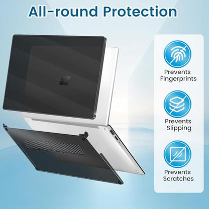 Slim Case for 13.5" Microsoft Surface Laptop 3/4/5 2022 2021 2019 Release with Metal Keyboard (Model: 1951/1868), PC Hard Shell Cover with Shockproof Protective Snap,Crystal Black - color: Crystal Black, size: 13.5 Inch