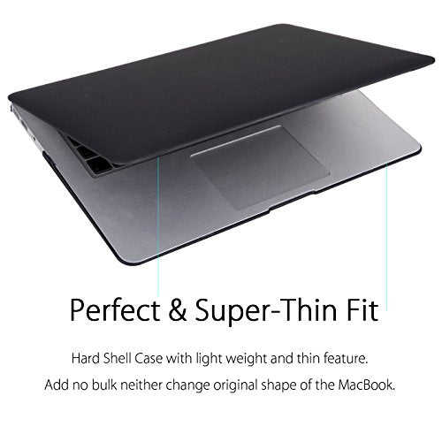 UESWILL Smooth Matte Hard Shell Case Cover Compatible with MacBook Air 11 inch (Model A1370 / A1465) + Microfibre Cleaning Cloth, Black - color: Black, size: MacBook Air 11"