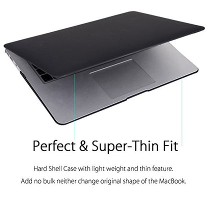 UESWILL Smooth Matte Hard Shell Case Cover Compatible with MacBook Air 11 inch (Model A1370 / A1465) + Microfibre Cleaning Cloth, Black - color: Black, size: MacBook Air 11"