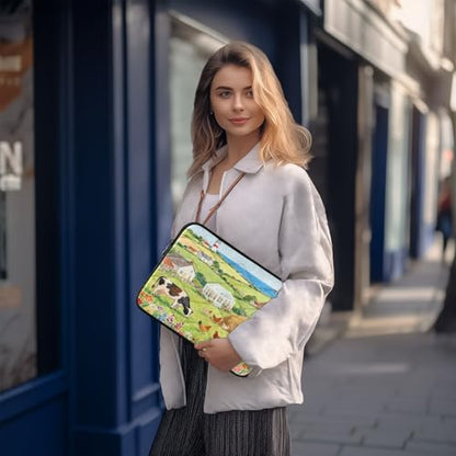 Cute Spring Scene Green 13” Quilted Laptop Sleeve Case Soft Notebook Protector Bag Computer Carrying Case - color: Cute Spring Scene Green, size: Medium