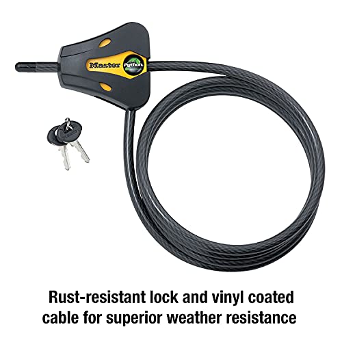 Master Lock 8419DPF Python Cable Lock with Key, 1 Pack - size: 6' x 5/16" diameter