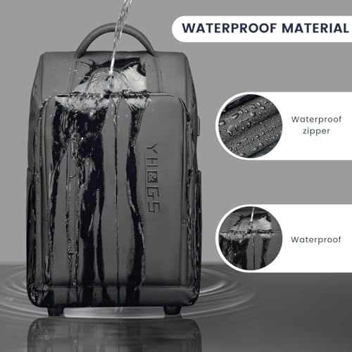 Rolling Backpack Waterproof Commuter Backpack with Wheels for Business, Laptop Compartment for 15.6-Inch Laptop, Wheeled Carry-On Bag for Adults - color: Grey